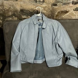 Blue Faux Leather Jacket